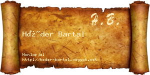 Héder Bartal névjegykártya